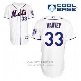 Camiseta Beisbol Hombre New York Mets Matt Harvey 33 Blanco Alterno Cool Base