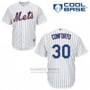 Camiseta Beisbol Hombre New York Mets Michael Conforto 30 Blanco Primera Cool Base