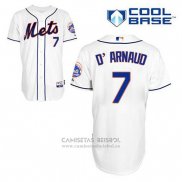 Camiseta Beisbol Hombre New York Mets Travis D'arnaud 7 Blanco Alterno Cool Base