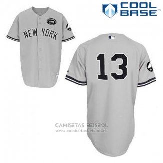 Camiseta Beisbol Hombre New York Yankees Alex Rodriguez 13 Gris Gms The Boss Cool Base