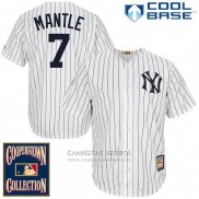 Camiseta Beisbol Hombre New York Yankees New York Mickey Mantle 7 Blanco Cool Base Cooperstown