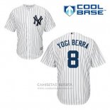 Camiseta Beisbol Hombre New York Yankees Yogi Berra 8 Blanco Primera Cool Base