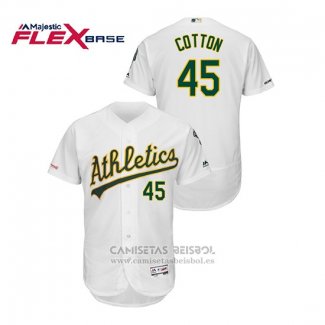 Camiseta Beisbol Hombre Oakland Athletics Jharel Cotton 150th Aniversario Patch Autentico Flex Base Blanco