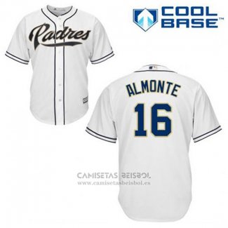 Camiseta Beisbol Hombre San Diego Padres Abraham Almonte 16 Blanco Primera Cool Base