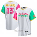 Camiseta Beisbol Hombre San Diego Padres Manny Machado 2022 City Connect Replica Blanco Camiseta Beisbol Hombre San Diego Padres Manny Machado 2022 City Connect Replica Blanco
