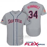 Camiseta Beisbol Hombre Seattle Mariners 2017 Estrellas y Rayas Felix Hernandez Gris Flex Base