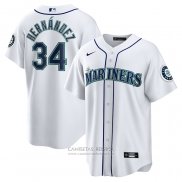 Camiseta Beisbol Hombre Seattle Mariners Felix Hernandez 2023 Hall of Fame Primera Replica Blanco