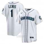 Camiseta Beisbol Hombre Seattle Mariners Kyle Lewis Replica Blanco