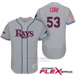 Camiseta Beisbol Hombre Tampa Bay Rays 2017 Estrellas y Rayas Alex Cobb Gris Flex Base