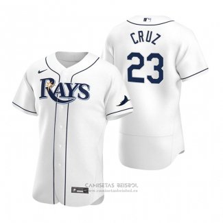 Camiseta Beisbol Hombre Tampa Bay Rays Nelson Cruz Autentico Primera Blanco