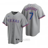 Camiseta Beisbol Hombre Texas Rangers Ivan Rodriguez Replica Road Gris