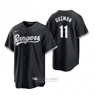 Camiseta Beisbol Hombre Texas Rangers Ronald Guzman Replica 2021 Negro