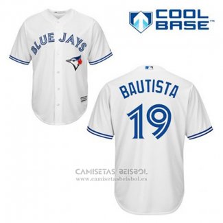 Camiseta Beisbol Hombre Toronto Blue Jays Jose Bautista 19 Blanco Primera Cool Base