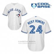 Camiseta Beisbol Hombre Toronto Blue Jays Ricky Romero 24 Blanco Primera Cool Base