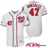 Camiseta Beisbol Hombre Washington Nationals 2017 Postemporada Gio Gonzalez Blanco Flex Base