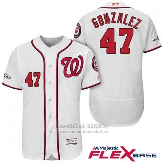 Camiseta Beisbol Hombre Washington Nationals 2017 Postemporada Gio Gonzalez Blanco Flex Base