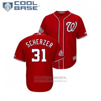 Camiseta Beisbol Hombre Washington Nationals Max Scherzer 2018 All Star Cool Base Scarlet