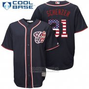 Camiseta Beisbol Hombre Washington Nationals Max Scherzer Stars Stripes Cool Base Azul