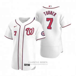 Camiseta Beisbol Hombre Washington Nationals Trea Turner Autentico Primera 2020 Blanco