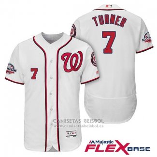 Camiseta Beisbol Hombre Washington Nationals Trea Turner Blanco 2018 All Star Primera Flex Base