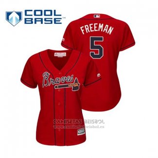 Camiseta Beisbol Mujer Atlanta Braves Freddie Freeman Cool Base Alterno 2019 Rojo