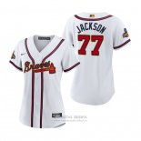Camiseta Beisbol Mujer Atlanta Braves Luke Jackson 2022 Gold Program Replica Blanco