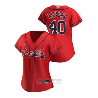Camiseta Beisbol Mujer Atlanta Braves Mike Soroka 2020 Replica Alterno Rojo