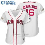 Camiseta Beisbol Mujer Boston Red Sox 2017 Postemporada 16 Andrew Benintendi Blanco Cool Base