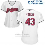 Camiseta Beisbol Mujer Cleveland Indians 43 Josh Tomlin Primera Cool Base