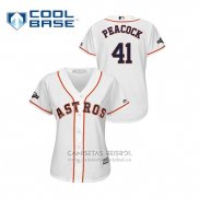 Camiseta Beisbol Mujer Houston Astros Brad Peacock 2019 Postemporada Cool Base Blanco