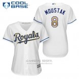 Camiseta Beisbol Mujer Kansas City Royals 8 Mike Moustakas Blanco 2017 Cool Base