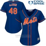 Camiseta Beisbol Mujer New York Mets Jacob Degrom Cool Base Azul
