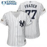 Camiseta Beisbol Mujer New York Yankees 2017 Postemporada Clint Frazier Blanco Cool Base