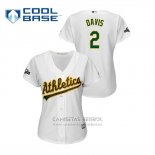 Camiseta Beisbol Mujer Oakland Athletics Khris Davis 2019 Postemporada Cool Base Blanco