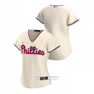 Camiseta Beisbol Mujer Philadelphia Phillies Replica 2020 Alterno Crema