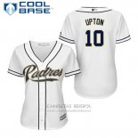 Camiseta Beisbol Mujer San Diego Padres Justin Upton 10 Blanco Primera Cool Base