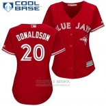 Camiseta Beisbol Mujer Toronto Blue Jays 20 Josh Donaldson Scarlet2017 Cool Base