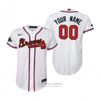 Camiseta Beisbol Nino Atlanta Braves Personalizada 2022 Gold Program Replica Blanco