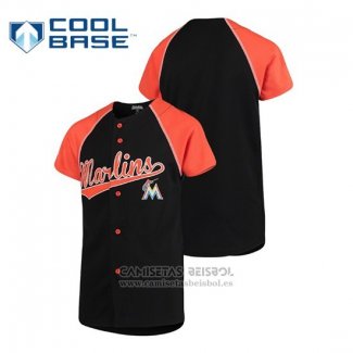 Camiseta Beisbol Nino Miami Marlins Personalizada Stitches Negro Naranja