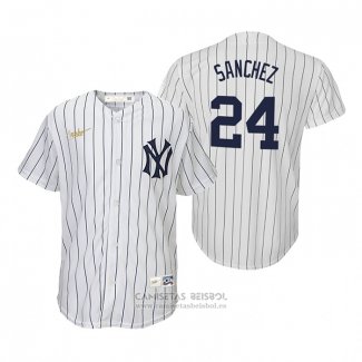 Camiseta Beisbol Nino New York Yankees Gary Sanchez Cooperstown Collection Primera Blanco