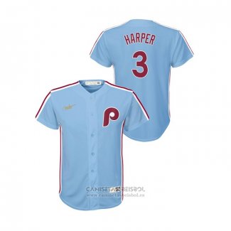 Camiseta Beisbol Nino Philadelphia Phillies Bryce Harper Cooperstown Collection Road Azul