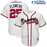 Camiseta Beisbol Hombre Atlanta Braves 25 Braves Tyler Flowers Blanco Cool Base