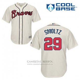 Camiseta Beisbol Hombre Atlanta Braves 29 John Smoltz Crema Alterno Cool Base