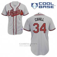 Camiseta Beisbol Hombre Atlanta Braves 34 Trevor Cahill Gris Cool Base