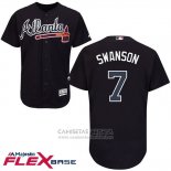 Camiseta Beisbol Hombre Atlanta Braves 7 Dansby Swanson Azul Flex Base