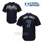 Camiseta Beisbol Hombre Atlanta Braves 7 Jonny Gomes Azul Alterno Cool Base