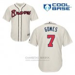 Camiseta Beisbol Hombre Atlanta Braves 7 Jonny Gomes Crema Alterno Cool Base