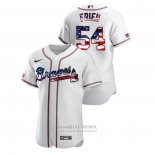 Camiseta Beisbol Hombre Atlanta Braves Max Fried 2020 Stars & Stripes 4th of July Blanco