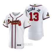 Camiseta Beisbol Hombre Atlanta Braves Ronald Acuna Jr. Flex Base Autentico Collezione Primera 2019 Blanco