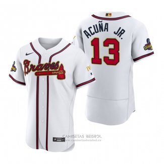 Camiseta Beisbol Hombre Atlanta Braves Ronald Acuna Jr. Cool Base Alterno 2019 Crema